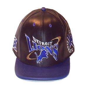 detroit lions leather hat